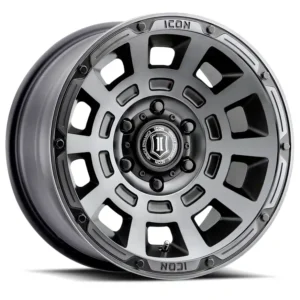 ICON Vehicle Dynamics® ICNWH2817856350SSBT ICON Alloys Thrust, Smoked Satin Black, 17 x 8.5 / 6 x 135, 6mm Offset, 5in. BS