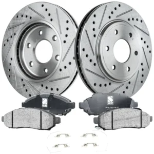 SureStop® 2-Wheel Set Front Brake Disc and Pad Kit, Cross-drilled and Slotted 6 Lugs 283 mm Ceramic Pro-Line Series, Includes (2) Brake Disc and (1) Brake Pad Set