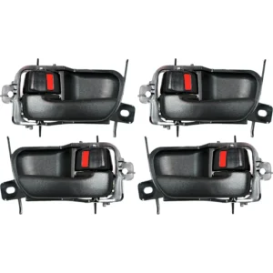Replacement Front and Rear, Driver and Passenger Side Textured Black Interior Door Handle, With Door Lock Button, Sedan